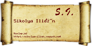 Sikolya Ilián névjegykártya